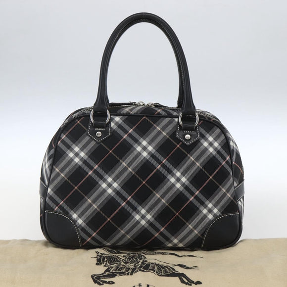 BURBERRY Nova Check Blue Label Hand Bag Nylon Black Silver Auth 164966V