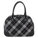 BURBERRY Nova Check Blue Label Hand Bag Nylon Black Silver Auth 164966V-2