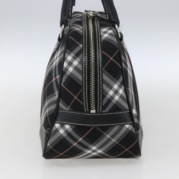 BURBERRY Nova Check Blue Label Hand Bag Nylon Black Silver Auth 164966V
