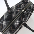 BURBERRY Nova Check Blue Label Hand Bag Nylon Black Silver Auth 164966V-6