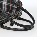 BURBERRY Nova Check Blue Label Hand Bag Nylon Black Silver Auth 164966V-7