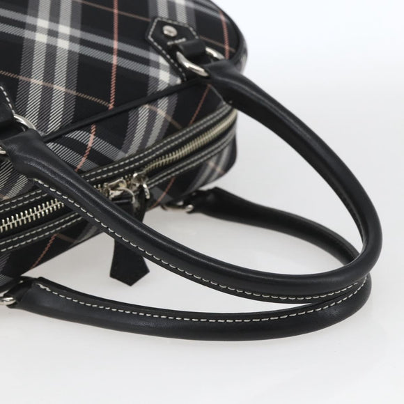 BURBERRY Nova Check Blue Label Hand Bag Nylon Black Silver Auth 164966V