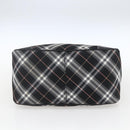 BURBERRY Nova Check Blue Label Hand Bag Nylon Black Silver Auth 164966V-5