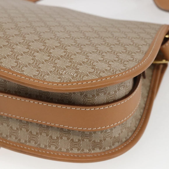 CELINE Macadam Canvas Shoulder Bag PVC Beige Gold Auth 164969V