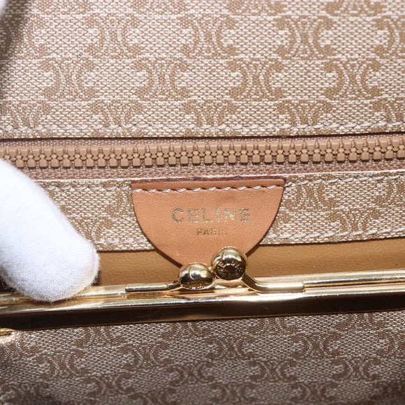 CELINE Macadam Canvas Shoulder Bag PVC Beige Gold Auth 164969V