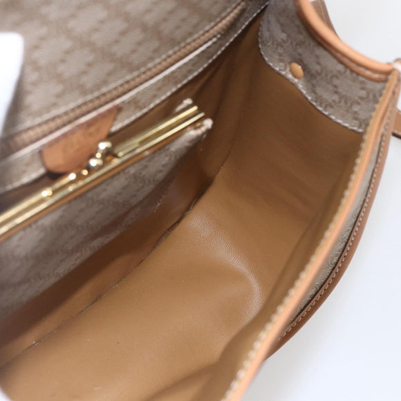 CELINE Macadam Canvas Shoulder Bag PVC Beige Gold Auth 164969V