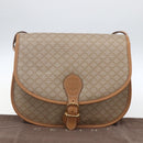 CELINE Macadam Canvas Shoulder Bag PVC Beige Gold Auth 164969V-12