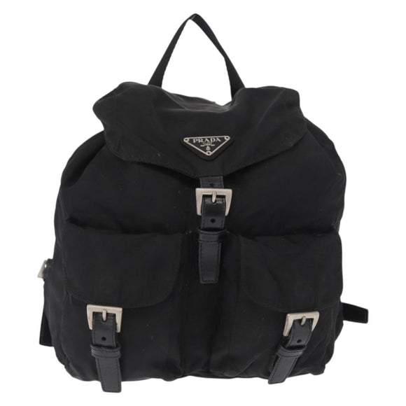 PRADA Backpack Nylon Black Silver Auth 164970