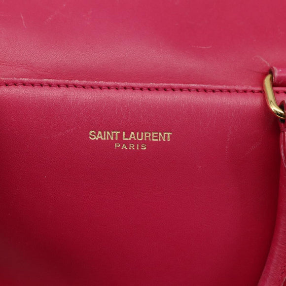 SAINT LAURENT Baby Duffel Hand Bag Leather 2way Pink Gold Auth 164981