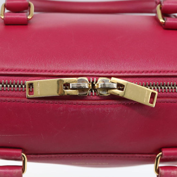 SAINT LAURENT Baby Duffel Hand Bag Leather 2way Pink Gold Auth 164981
