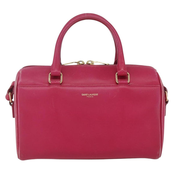 SAINT LAURENT Baby Duffel Hand Bag Leather 2way Pink Gold Auth 164981