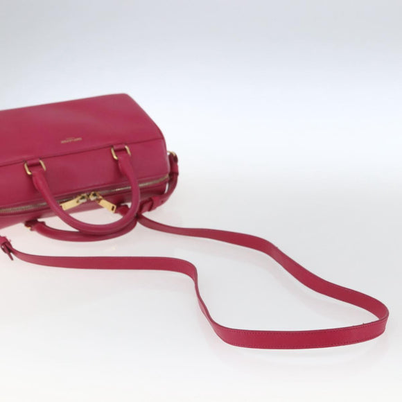 SAINT LAURENT Baby Duffel Hand Bag Leather 2way Pink Gold Auth 164981