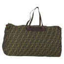 FENDI Zucca Canvas Boston Bag Brown Black Auth 164985-1