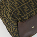 FENDI Zucca Canvas Boston Bag Brown Black Auth 164985-14