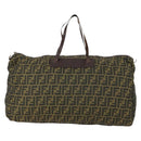 FENDI Zucca Canvas Boston Bag Brown Black Auth 164985-13