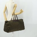FENDI Zucca Canvas Boston Bag Brown Black Auth 164985-21