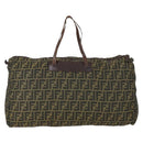 FENDI Zucca Canvas Boston Bag Brown Black Auth 164985-2