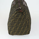 FENDI Zucca Canvas Boston Bag Brown Black Auth 164985-4
