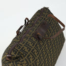 FENDI Zucca Canvas Boston Bag Brown Black Auth 164985-6