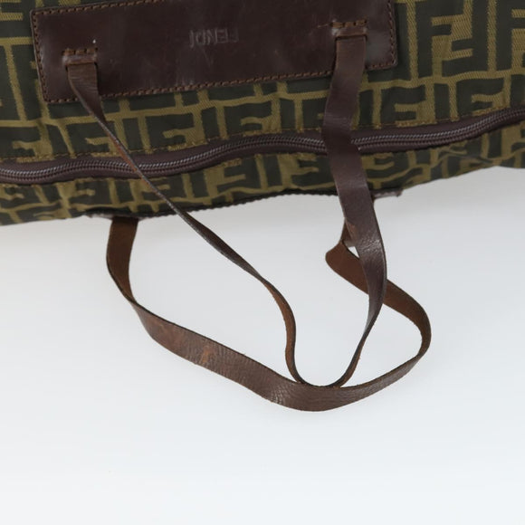FENDI Zucca Canvas Boston Bag Brown Black Auth 164985