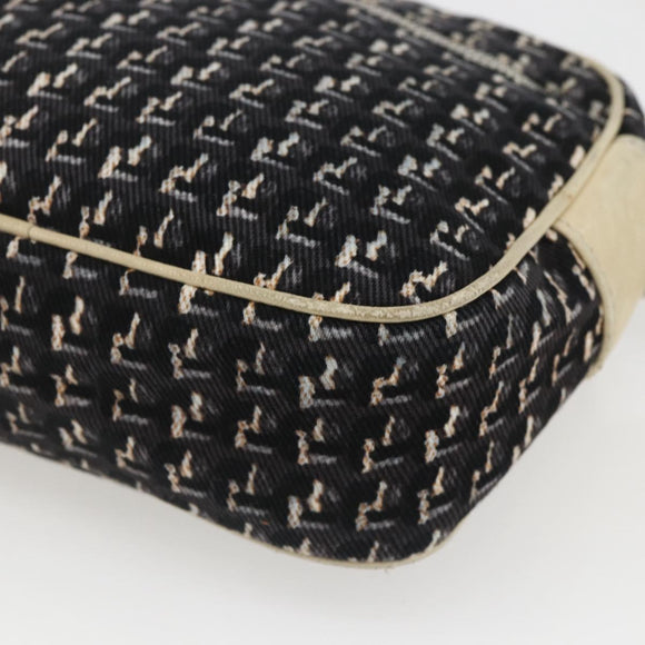 CHANEL Shoulder Bag Canvas Black Silver CC Auth 164987
