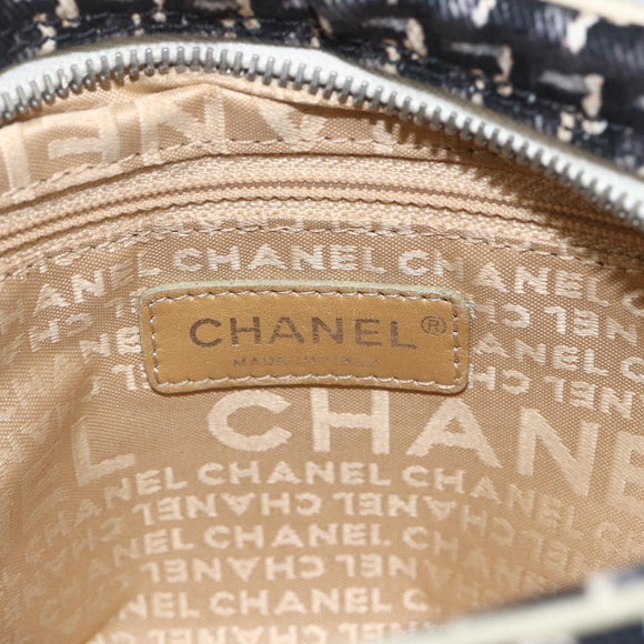 CHANEL Shoulder Bag Canvas Black Silver CC Auth 164987