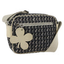 CHANEL Shoulder Bag Canvas Black Silver CC Auth 164987-1