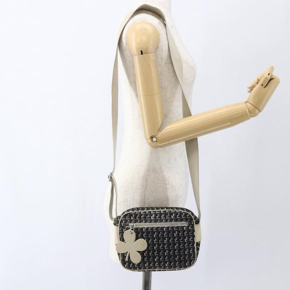 CHANEL Shoulder Bag Canvas Black Silver CC Auth 164987