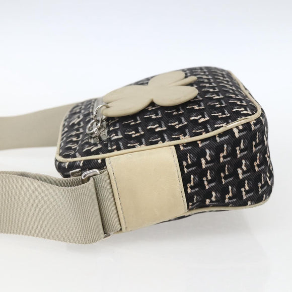 CHANEL Shoulder Bag Canvas Black Silver CC Auth 164987
