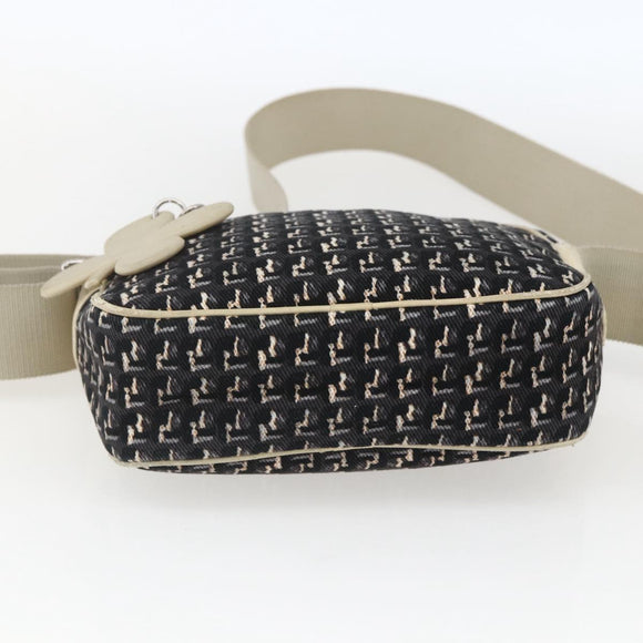 CHANEL Shoulder Bag Canvas Black Silver CC Auth 164987