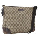 GUCCI GG Supreme Shoulder Bag PVC Beige Silver 110054 Auth 164997-1