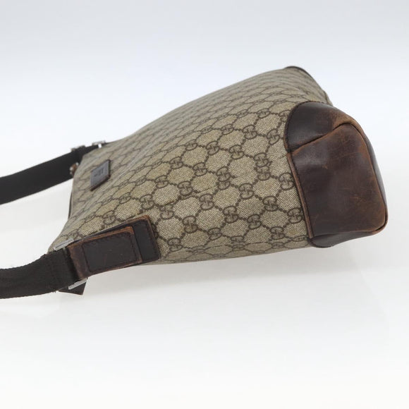 GUCCI GG Supreme Shoulder Bag PVC Beige Silver 110054 Auth 164997