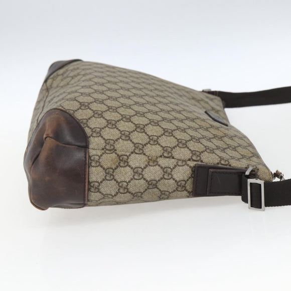 GUCCI GG Supreme Shoulder Bag PVC Beige Silver 110054 Auth 164997