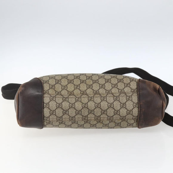 GUCCI GG Supreme Shoulder Bag PVC Beige Silver 110054 Auth 164997