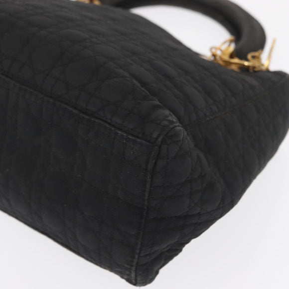 Christian Dior Lady Dior Canage Hand Bag Black Gold Auth 164998