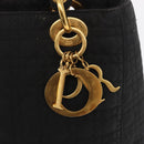 Christian Dior Lady Dior Canage Hand Bag Black Gold Auth 164998-17