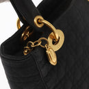 Christian Dior Lady Dior Canage Hand Bag Black Gold Auth 164998-10