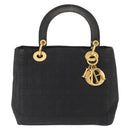Christian Dior Lady Dior Canage Hand Bag Black Gold Auth 164998-13