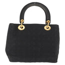 Christian Dior Lady Dior Canage Hand Bag Black Gold Auth 164998-2