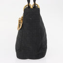 Christian Dior Lady Dior Canage Hand Bag Black Gold Auth 164998-3