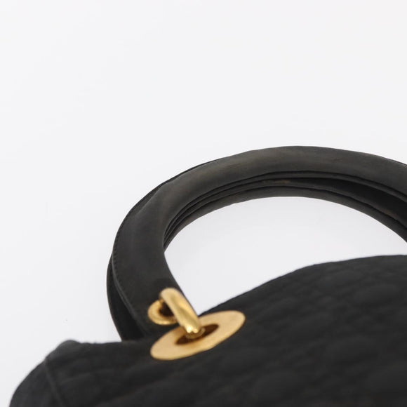 Christian Dior Lady Dior Canage Hand Bag Black Gold Auth 164998