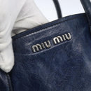 Miu Miu Handtasche Leder 2-Wege Marine Silber Auth 165002-18