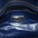 Miu Miu Handtasche Leder 2-Wege Marine Silber Auth 165002-20