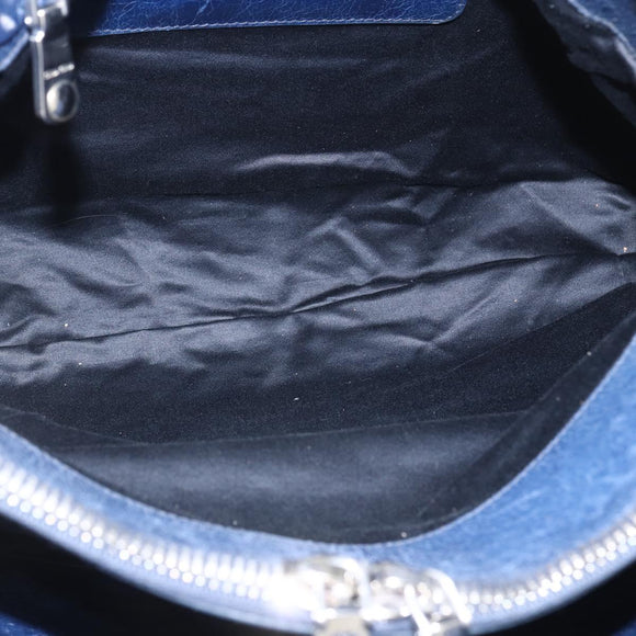 Miu Miu Handtasche Leder 2-Wege Marine Silber Auth 165002