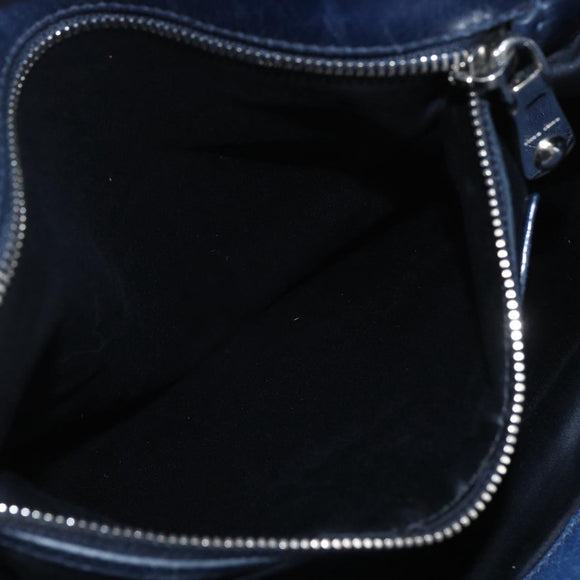 Miu Miu Handtasche Leder 2-Wege Marine Silber Auth 165002