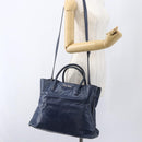 Miu Miu Handtasche Leder 2-Wege Marine Silber Auth 165002-27