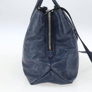 Miu Miu Handtasche Leder 2-Wege Marine Silber Auth 165002-3