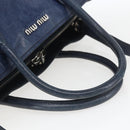 Miu Miu Handtasche Leder 2-Wege Marine Silber Auth 165002-7