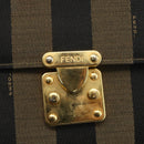 FENDI Pecan Canvas Hand Bag Black Brown gold Auth 165003-18
