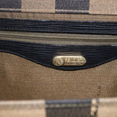 FENDI Pecan Canvas Hand Bag Black Brown gold Auth 165003-19